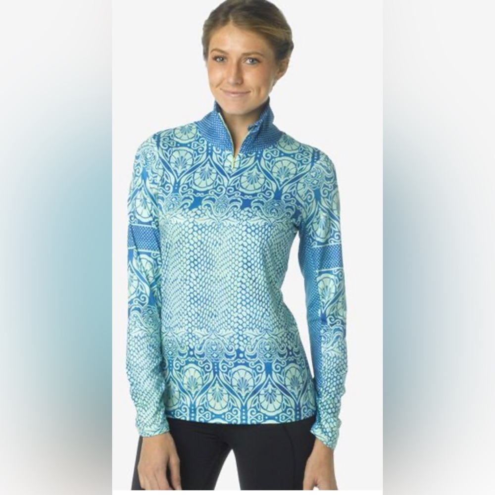 Prana Tatiana 1/2 Zip Jacket Blue and Green